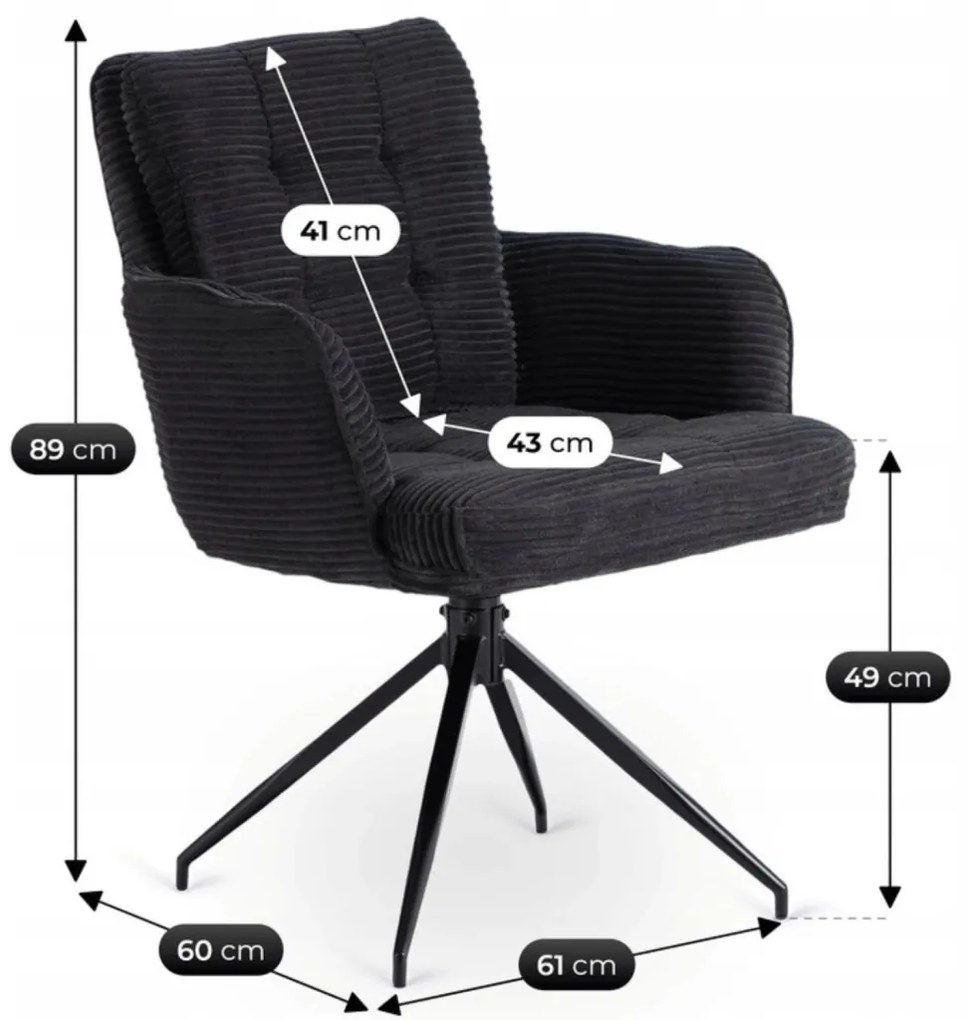 Forgó Étkező/Tárgyaló Fotel Fekete Színben.