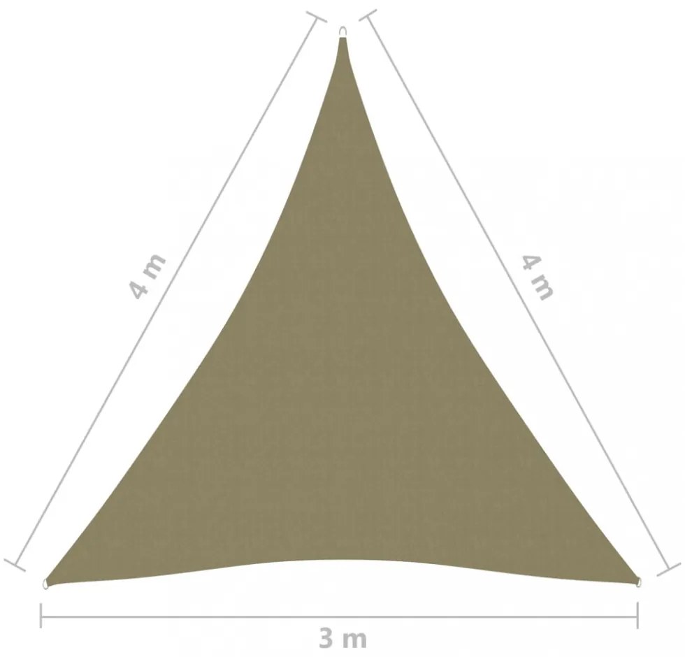 bézs háromszögű oxford-szövet napvitorla 3 x 4 x 4 m