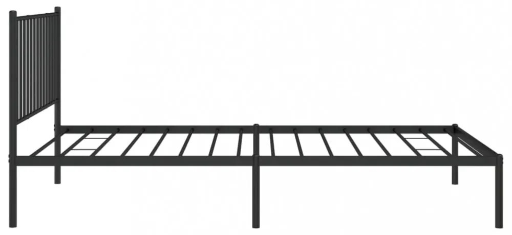 fekete fém ágykeret fejtámlával 107 x 203 cm