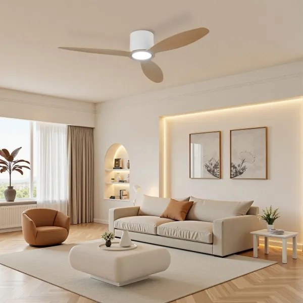 ZEVENTI - LED mennyezeti ventilátor VENTORA LED/24W/230V Wi-Fi Tuya fehér/tölgy + távirányító