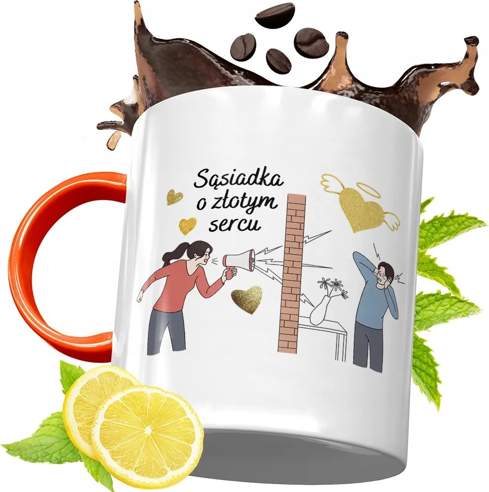 Narancssárga Bögre Szomszédnak Ajándék fényképes nyomattal