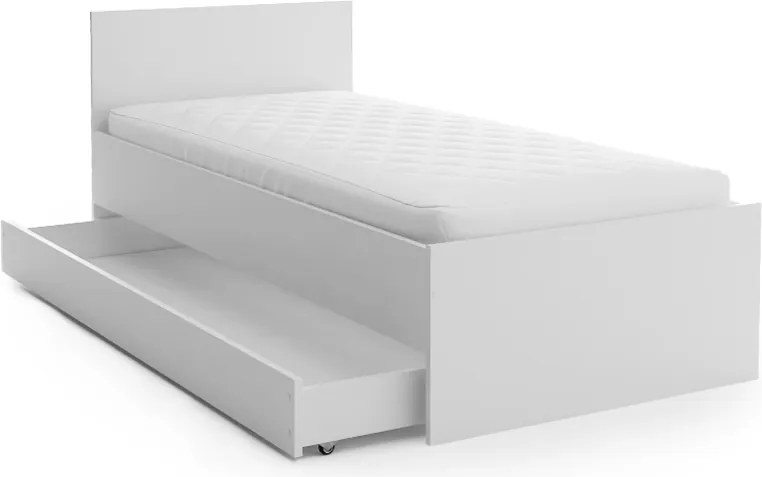 Ágy ELISA 90 x 200 cm, fehér Matrac: Deluxe 10 cm matraccal, Ágyrács: Deszkás ágyráccsal