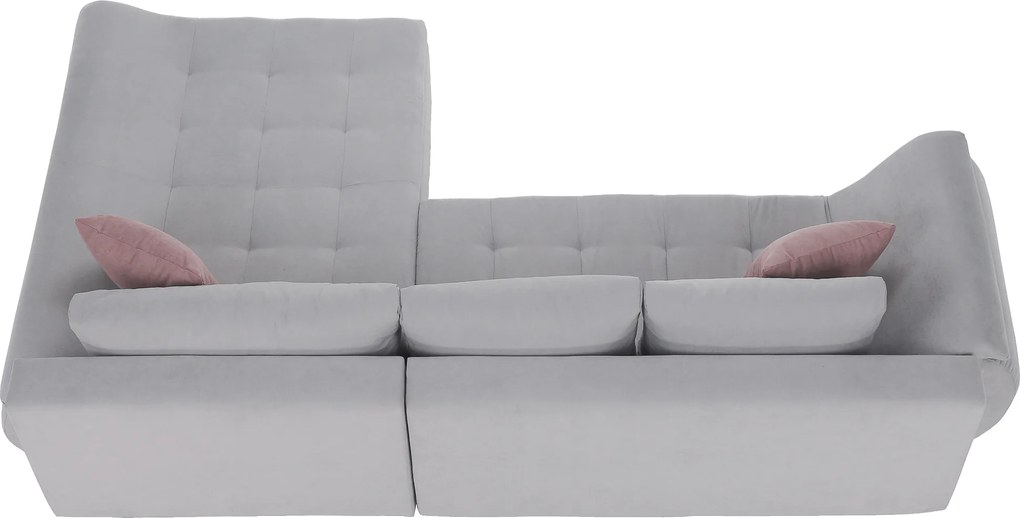 Ülőgarnitúra, világosszürke/púderrózsaszín, szövet, jobbos, BRATO