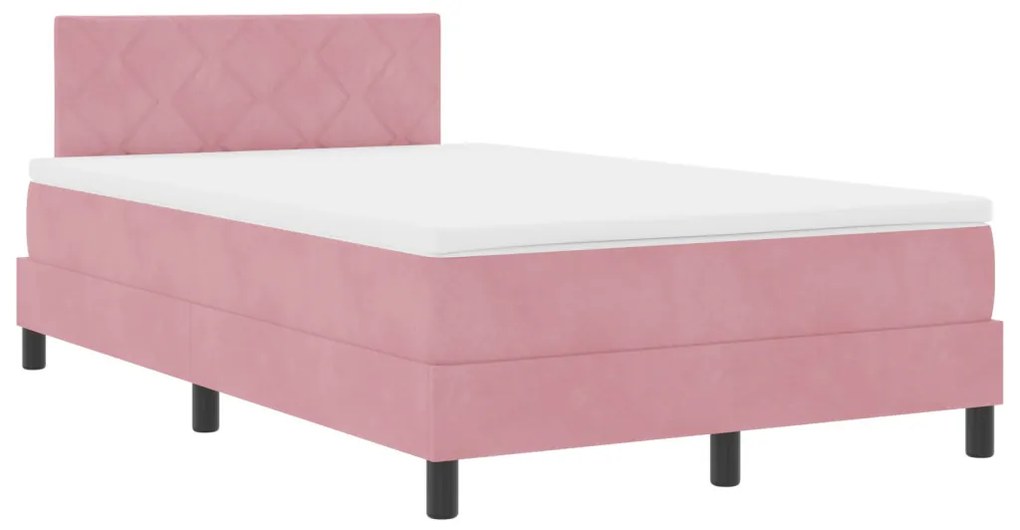 Boxspring Ágy Matrac Különböző Rózsaszín Kicsi Kétszemélyes Bársony