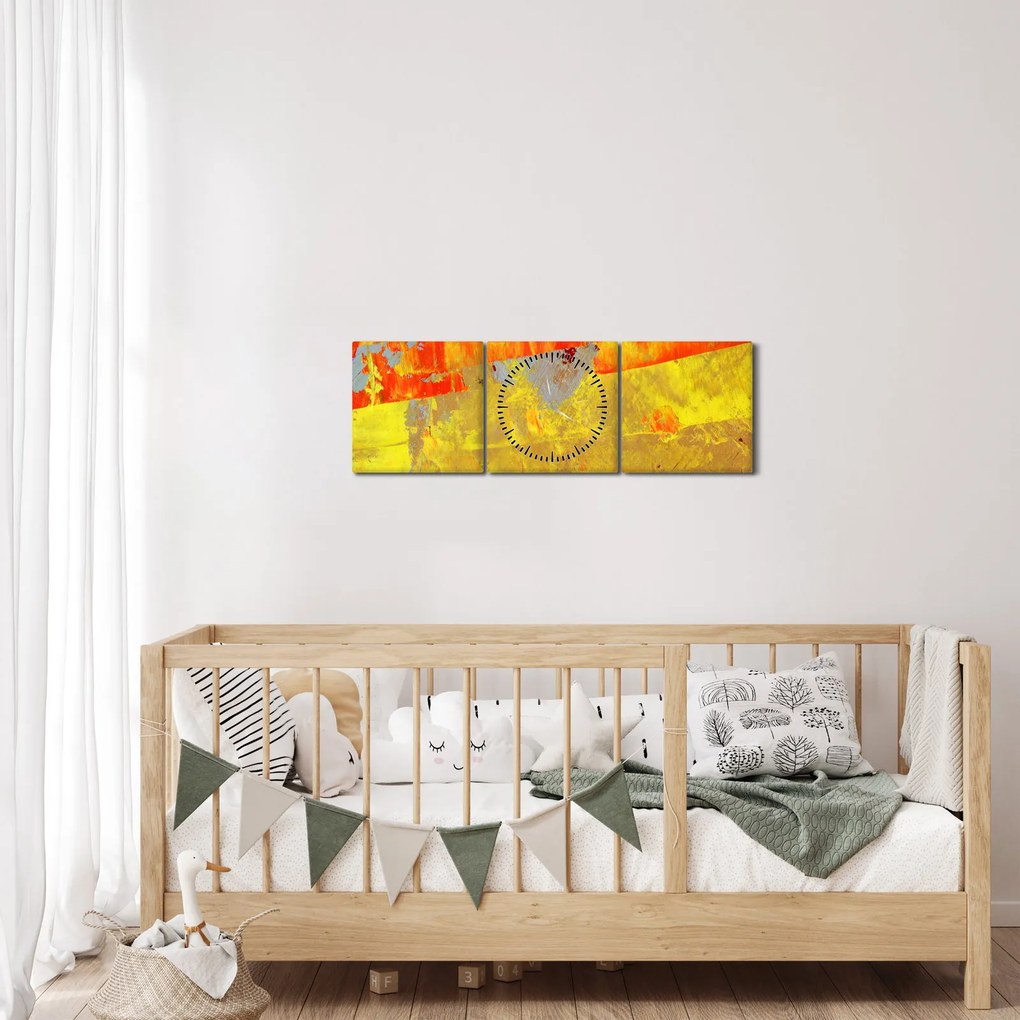 Absztrakció kép - festmény (órával) (90x30 cm)