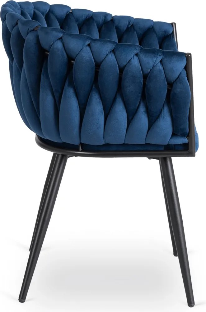 Krzesło ELENA Granatowe Plecione Welurowe