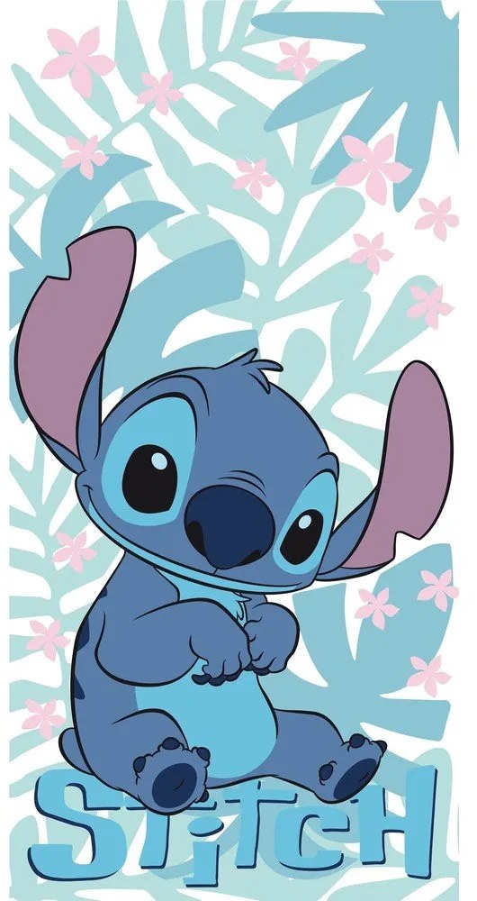 Kék pamut gyerek fürdőlepedő 70x140 cm Lilo and Stitch "Palm Leaves" – Jerry Fabrics