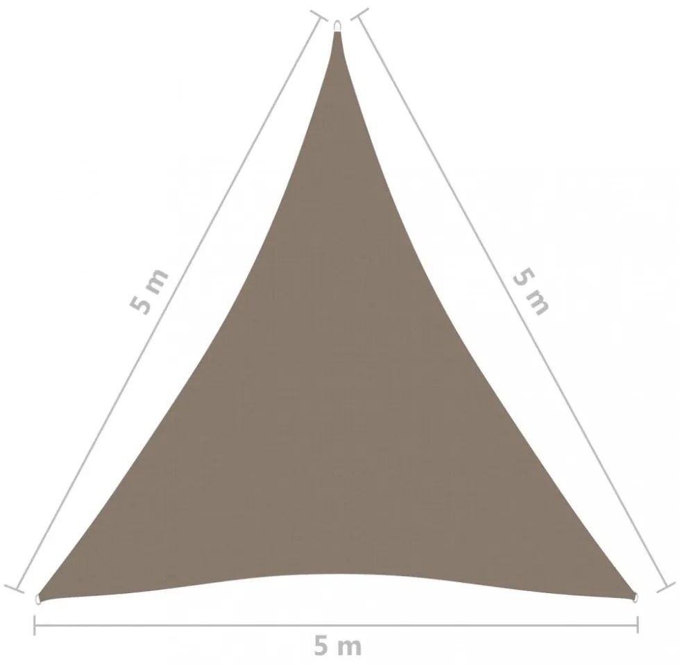 tópszínű háromszögű oxford-szövet napvitorla 5 x 5 x 5 m