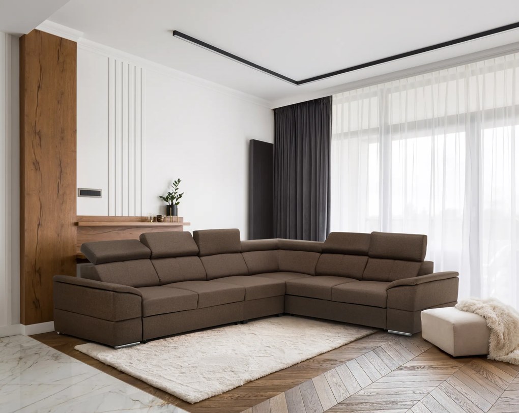 Ülőgarnitúra, szövet szürke-barna Taupe, SEGORIA LUX