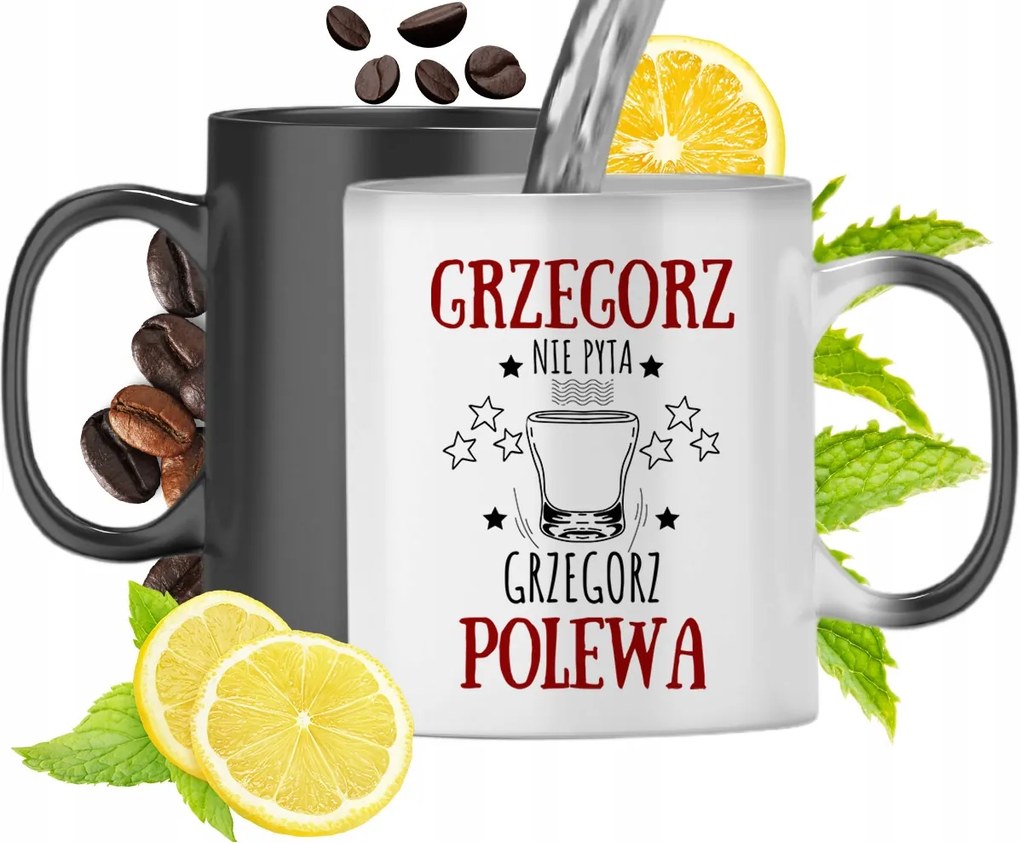 Mágikus bögre Gergelynek Fekete matt nyomott mintával 330ml