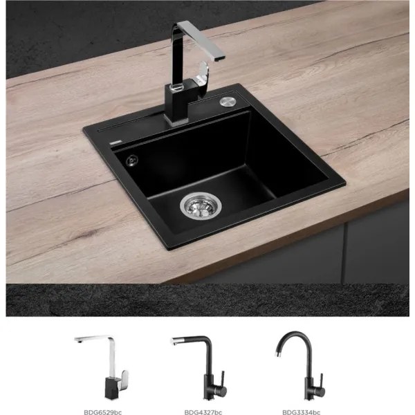 Concept DG00C50BC - CUBIS konyhai mosogató 49x51 cm gránit/fekete