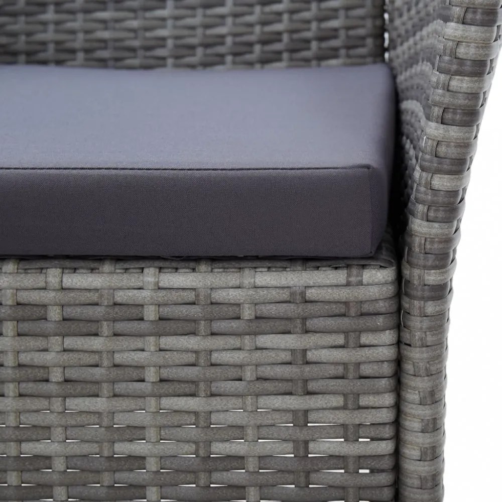 9 részes szürke polyrattan kültéri étkezőgarnitúra párnákkal
