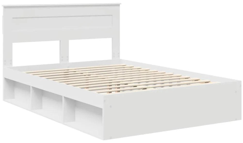 vidaXL Ágykeret matracmal fejtámlával Fehér 150 x 200 cm Tömör fenyőfa