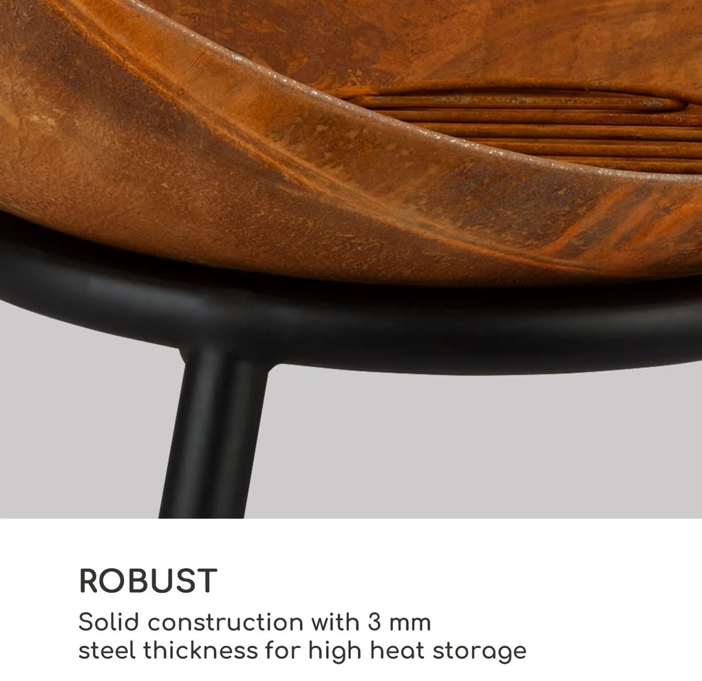 Blumfeldt Fireball Rust, tűzrakóhely, Ø 60 cm, kidönthető rostély, rozsdás megjelenés