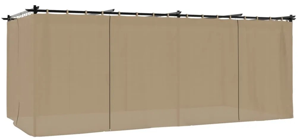 tópszínű acél pavilon függönyökkel 6 x 3 m