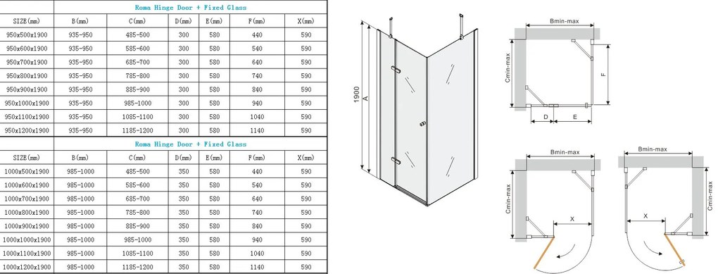 Mexen Roma zuhanykabin 70x120cm, 6mm üveg, króm profil-szürke üveg, 854-070-120-01-40