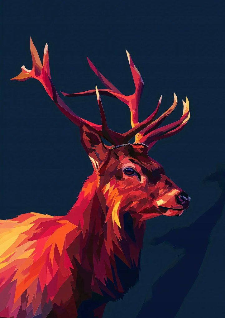 Poszter 42x59,4cm Szarvas a geometriában