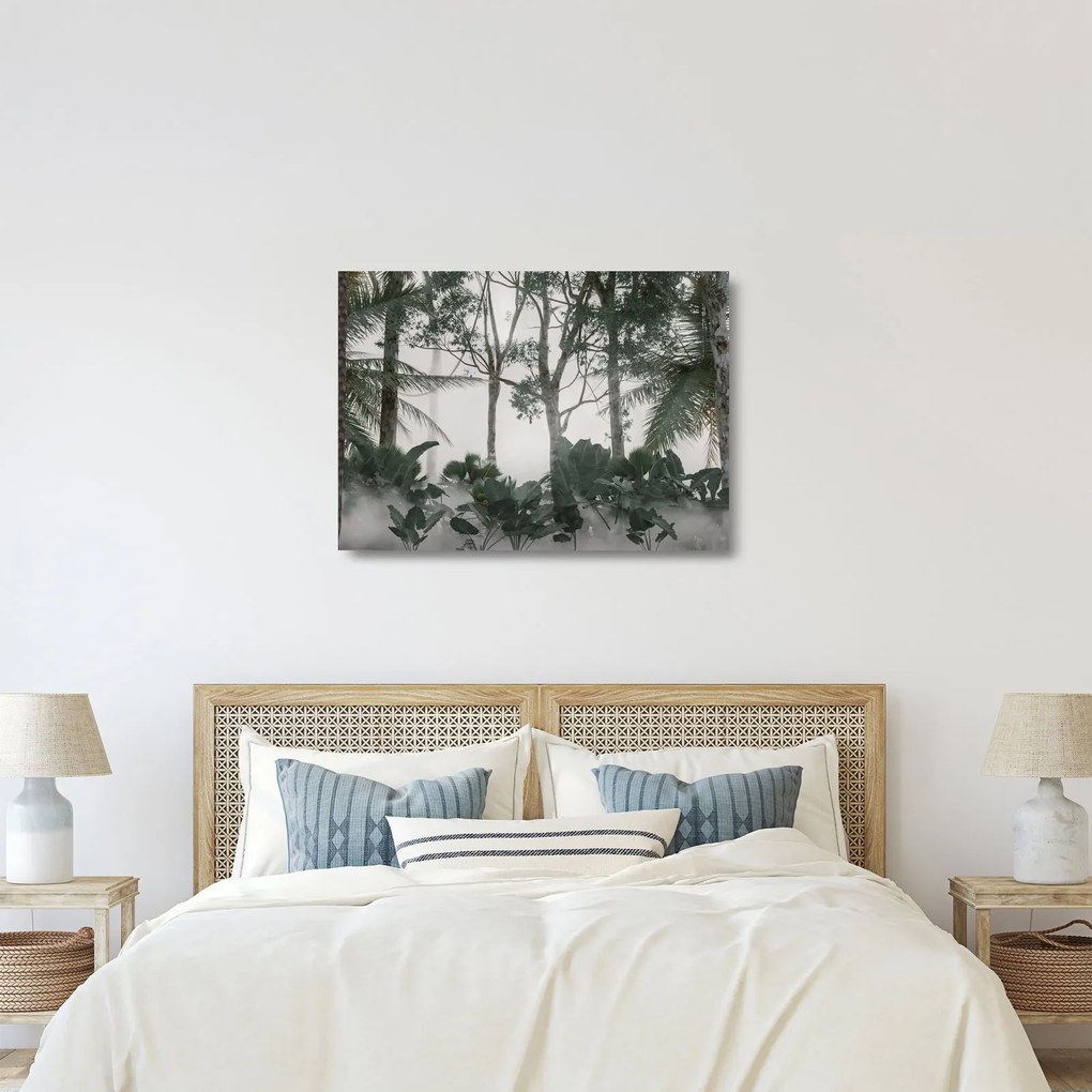 Kép - dzsungel a reggeli ködben (üvegen) (70x50 cm)