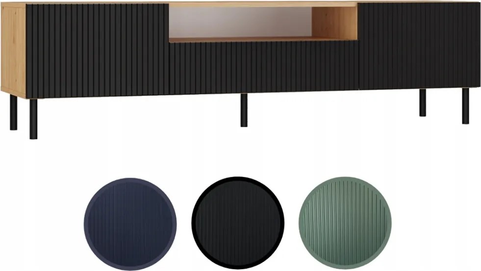 Rtv Szekrény Tv Asztal Nappali Komód Fekete Tölgy Artisan