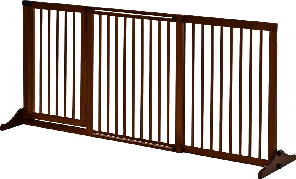 PawHut Fa Kutyakapu Védelem Álló Kutyáknak Ajtóval - Tűzhelyhez és Kályhához Alkalmas Barna 113-166 x 36 x 71 cm | Aosom