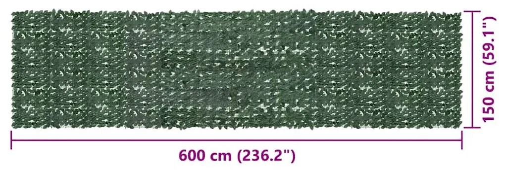 sötétzöld leveles erkélyparaván 600 x 150 cm