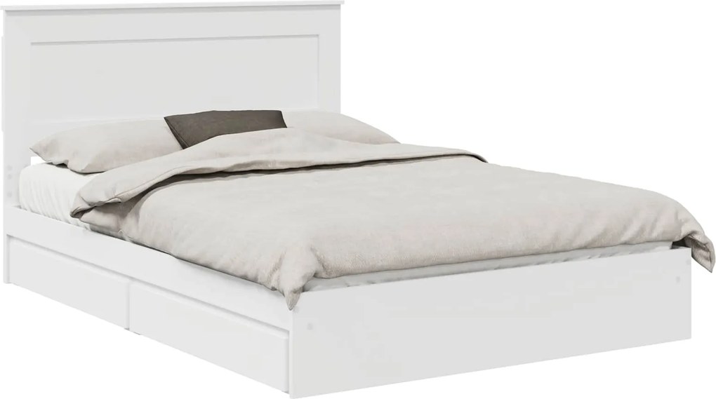 vidaXL Tárolós Ágy fejtámlával fiókkal Fehér 140 x 190 cm Faanyag