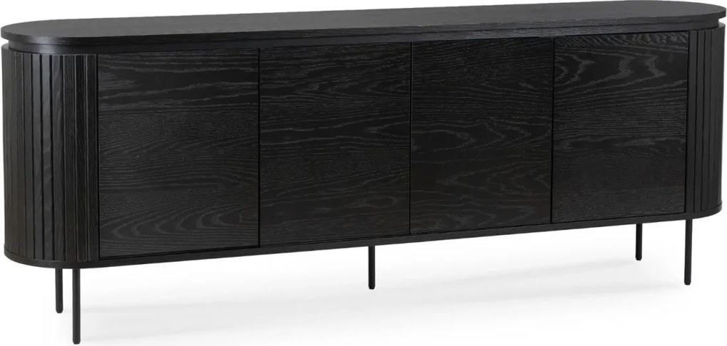 Komód 200 cm méretben, négyajtós kivitelben, fekete színben BECK