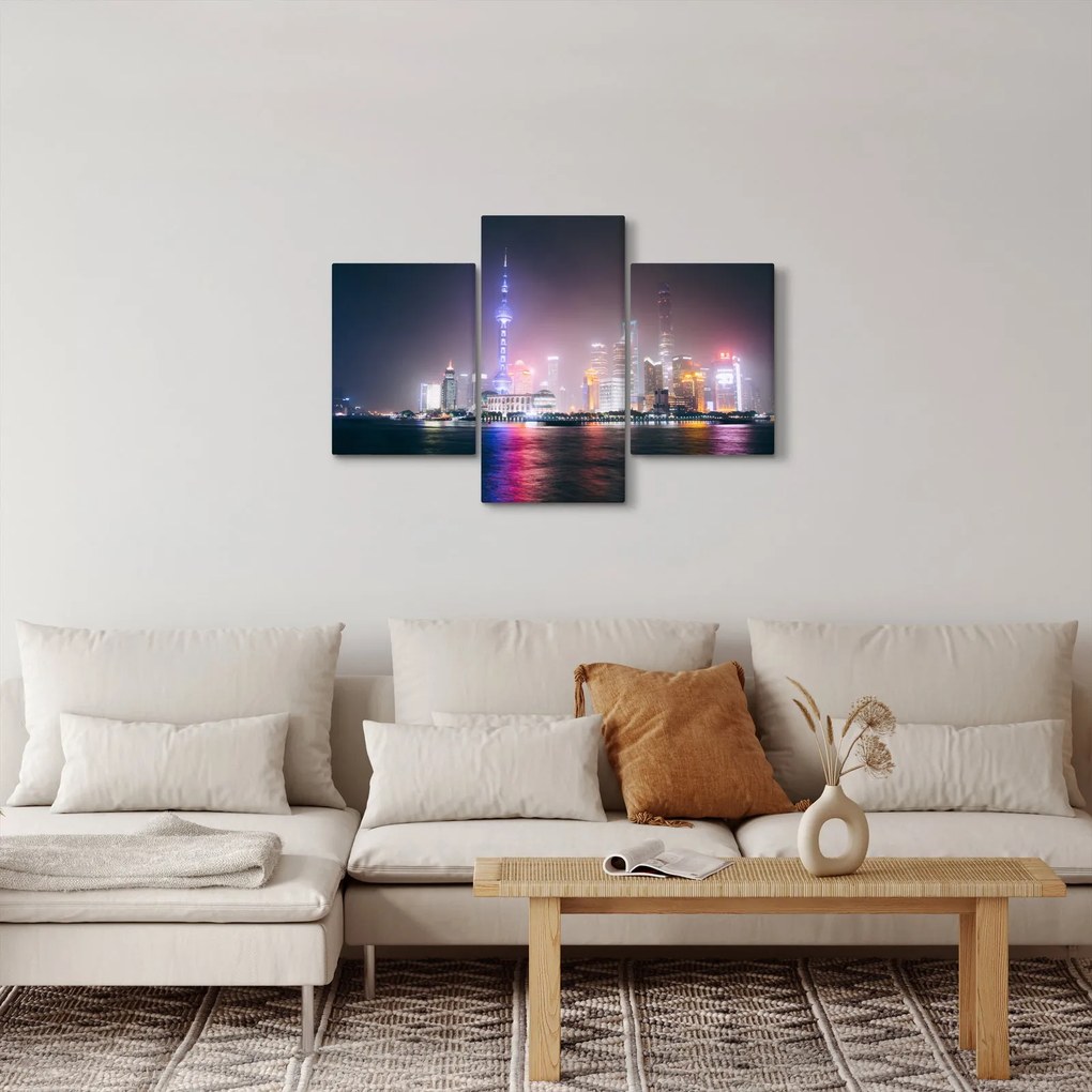 Éjszakai Shanghai képe (90x60 cm)