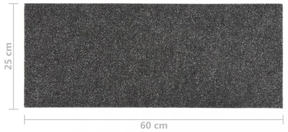 15 db antracit négyszögletes öntapadó lépcsőszőnyeg 60 x 25 cm