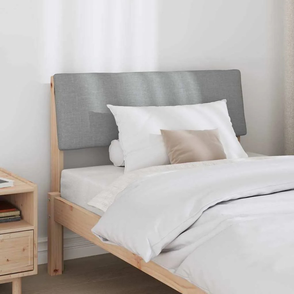 Kárpitozott fejtámla Világosszürke 90 cm Tömör fenyőfa