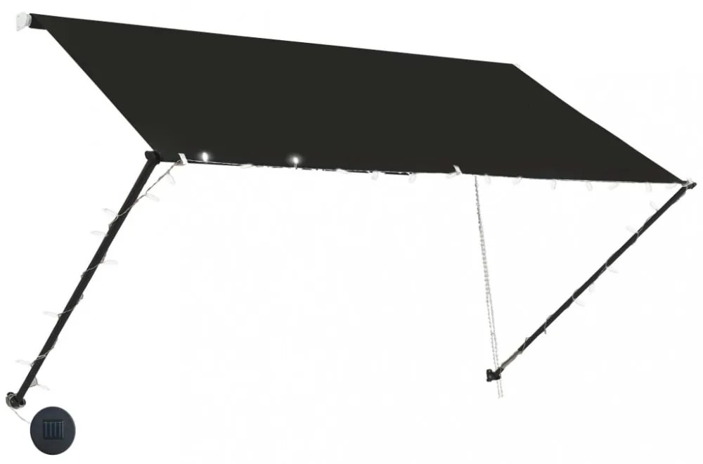 feltekerhető antracitszürke napellenző LED-del 250 x 150 cm