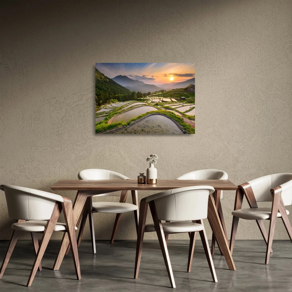 Üveg kép - Rizsteraszok (70x50 cm)