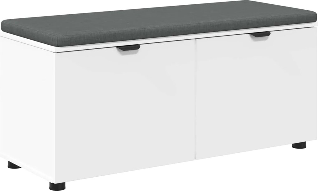 vidaXL Előtér pad párnával Fehér 100 x 38 x 46 cm Műanyag Fa és Szövet