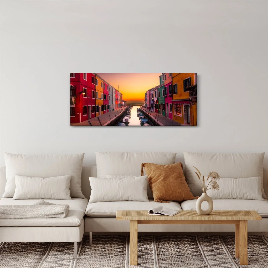 Kép - Naplemente, Burano sziget, Velence, Olaszország (120x50 cm)