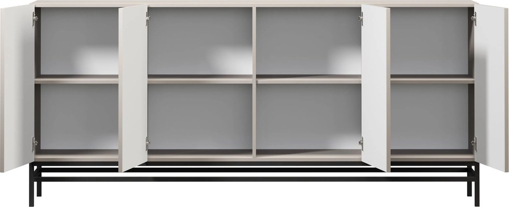 Lorini négyajtós komód 200 cm - kasmír / fekete T-bar fogantyúk / keret