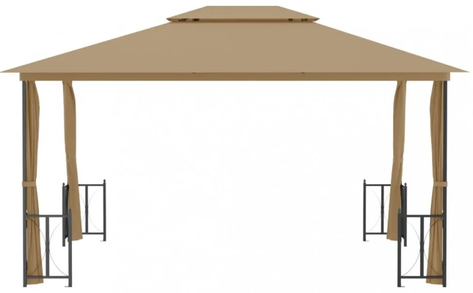 tópszínű pavilon oldalfalakkal és dupla tetővel 3x4 m