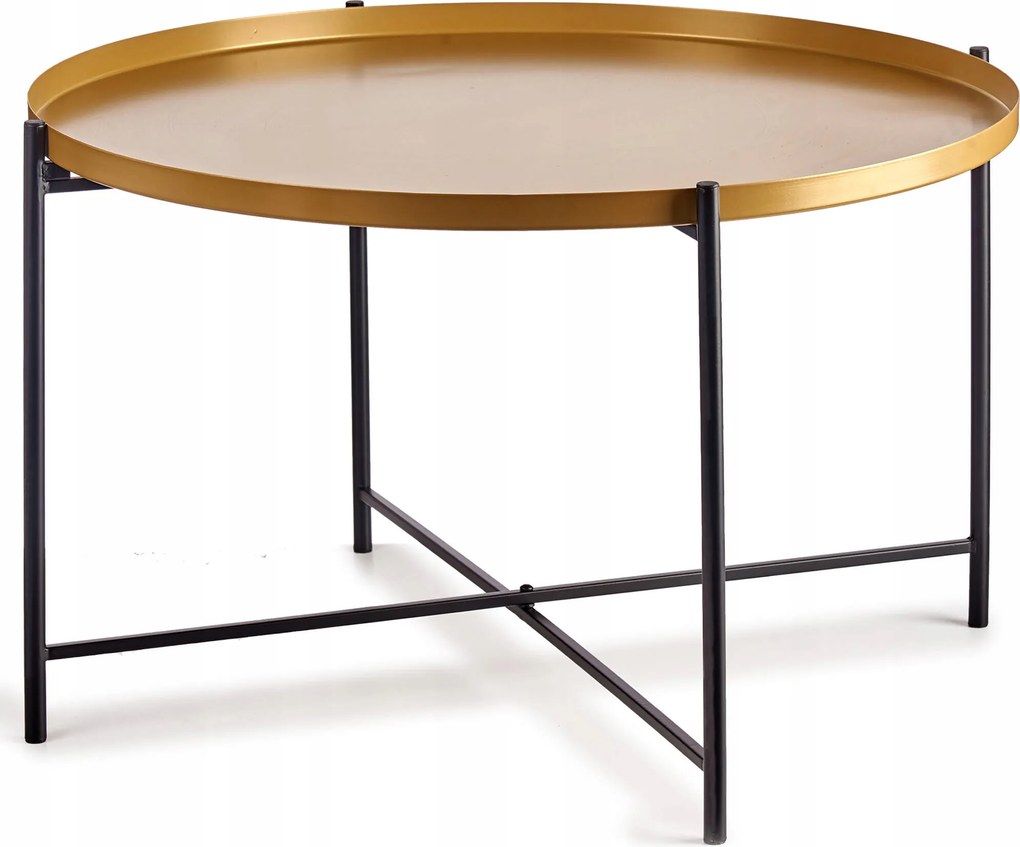 Alacsony dohányzóasztal arany asztallappal, Ø 76,5 cm