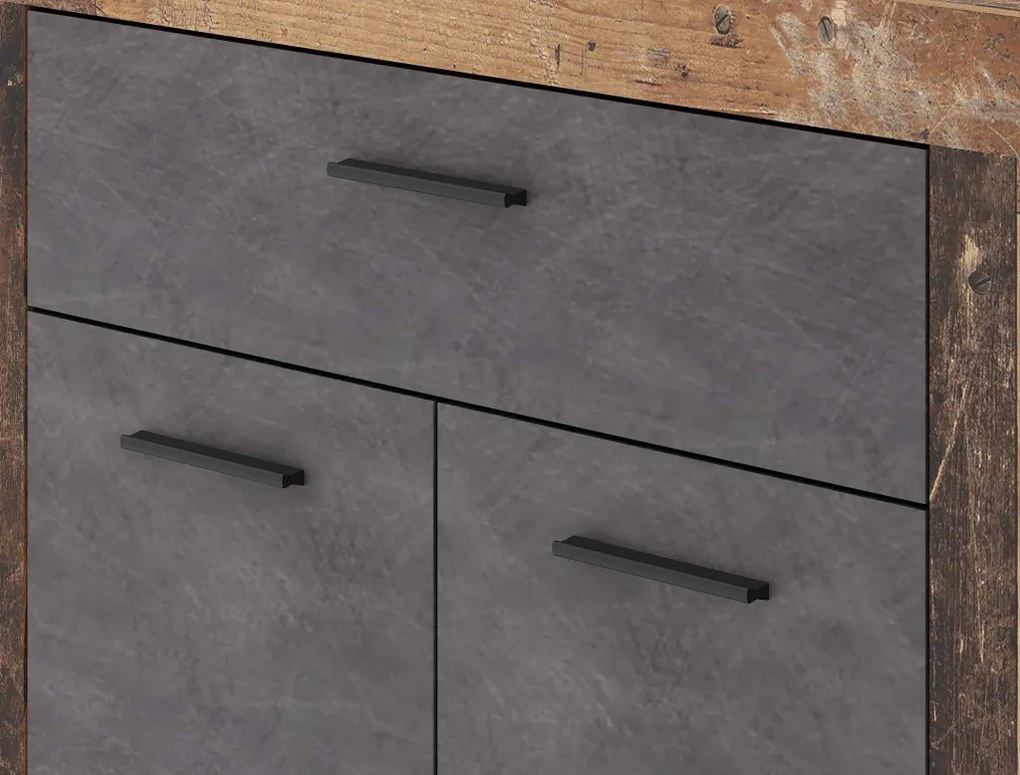 Komód 2 ajtóval és 1 fiókkal Old Style Dark / Matera színkombinációban – LUNA2