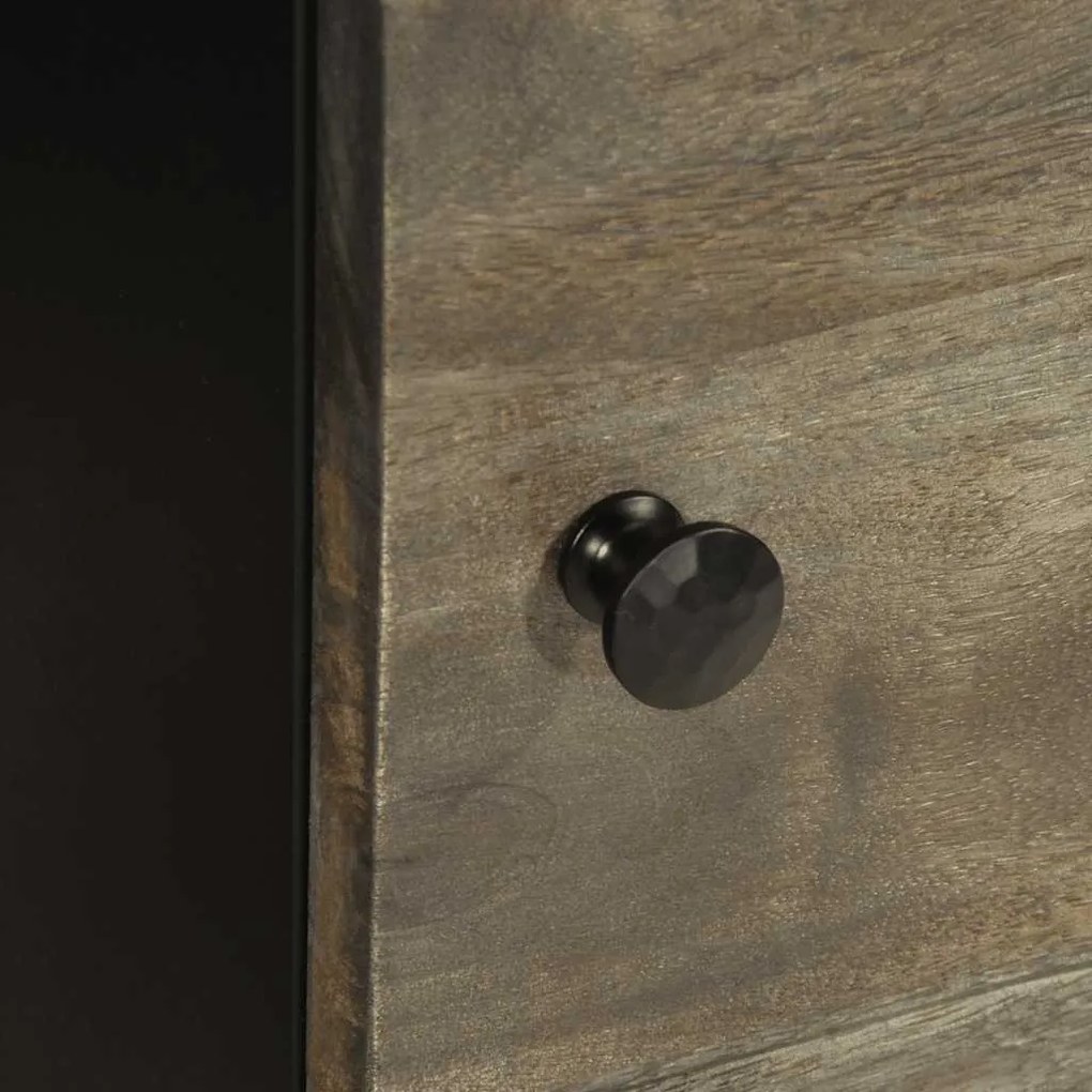 2 db világosszürke tömör mangófa éjjeliszekrény 40 x 33 x 46 cm