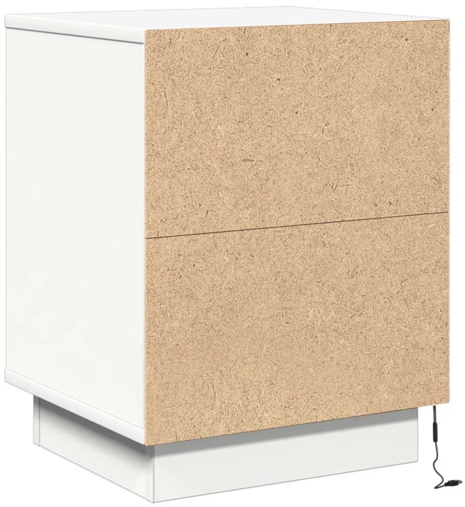 Éjjeli Szekrények LED Fényekkel 2 db Fehér 39x34,5x50 cm