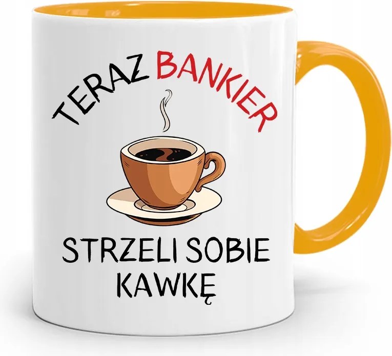 Bankárnak Sárga Bögre Születésnapi Ajándék fényképes nyomtatással