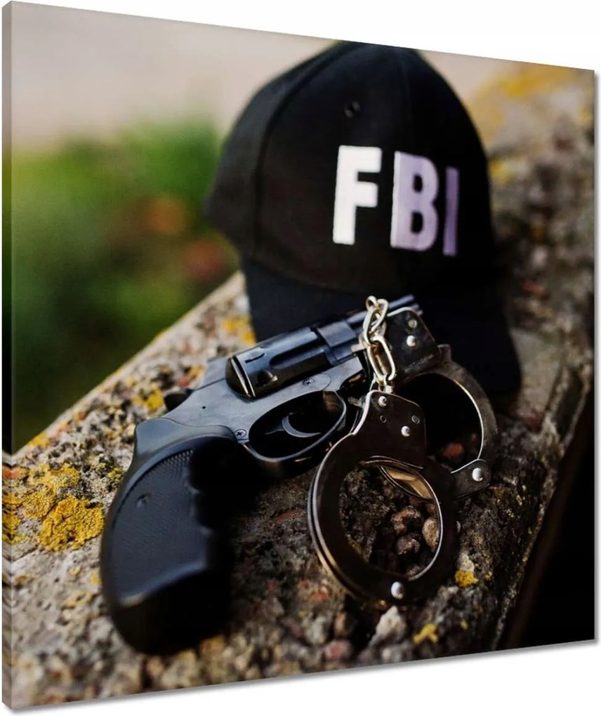 Vászonkép 60x60 Fbi Bilincs Revolver