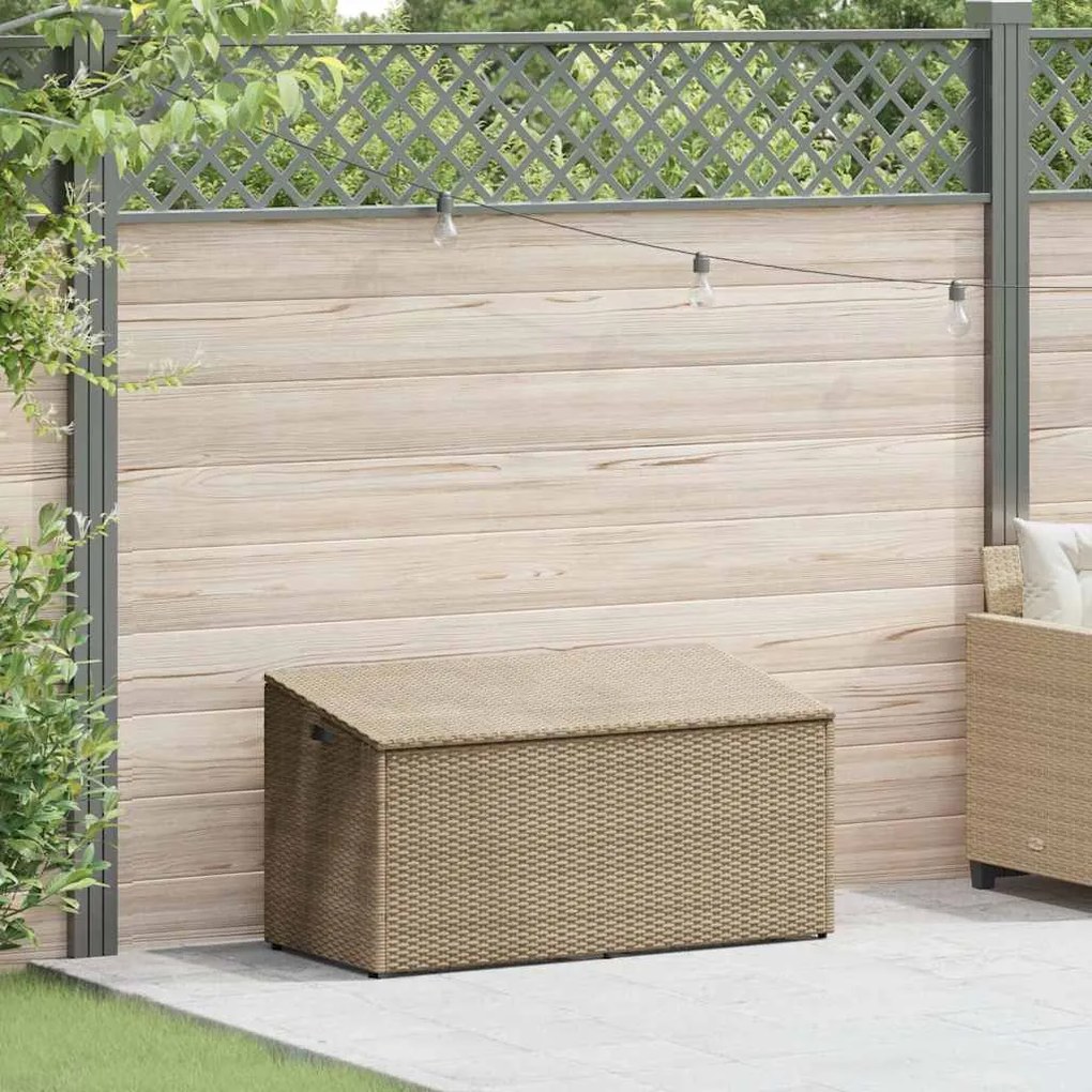 bézs polyrattan kerti tárolóláda 110x50x58 cm