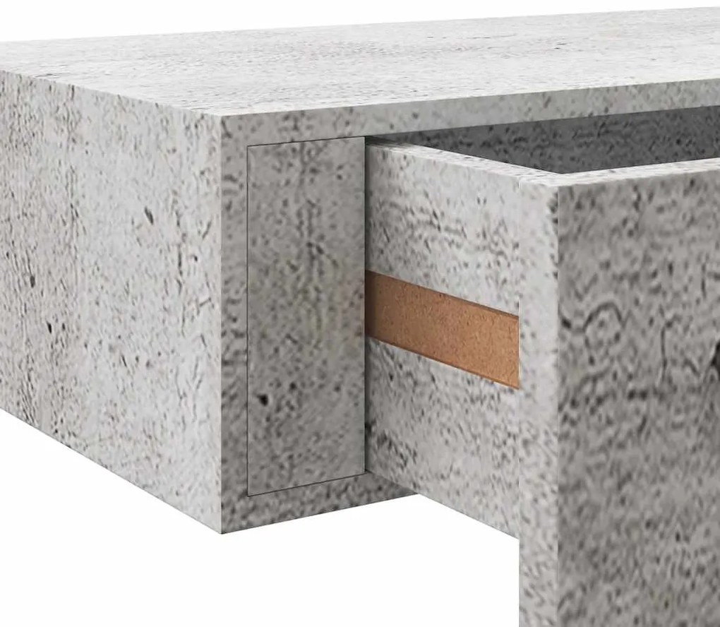 betonszürke MDF falra szerelhető fiókos polc 60 x 23,5 x 10 cm