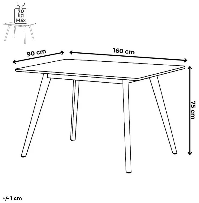 Étkezőasztal 160×90 cm, MDF, Szürke Tölgy. GREY – HT-F4416