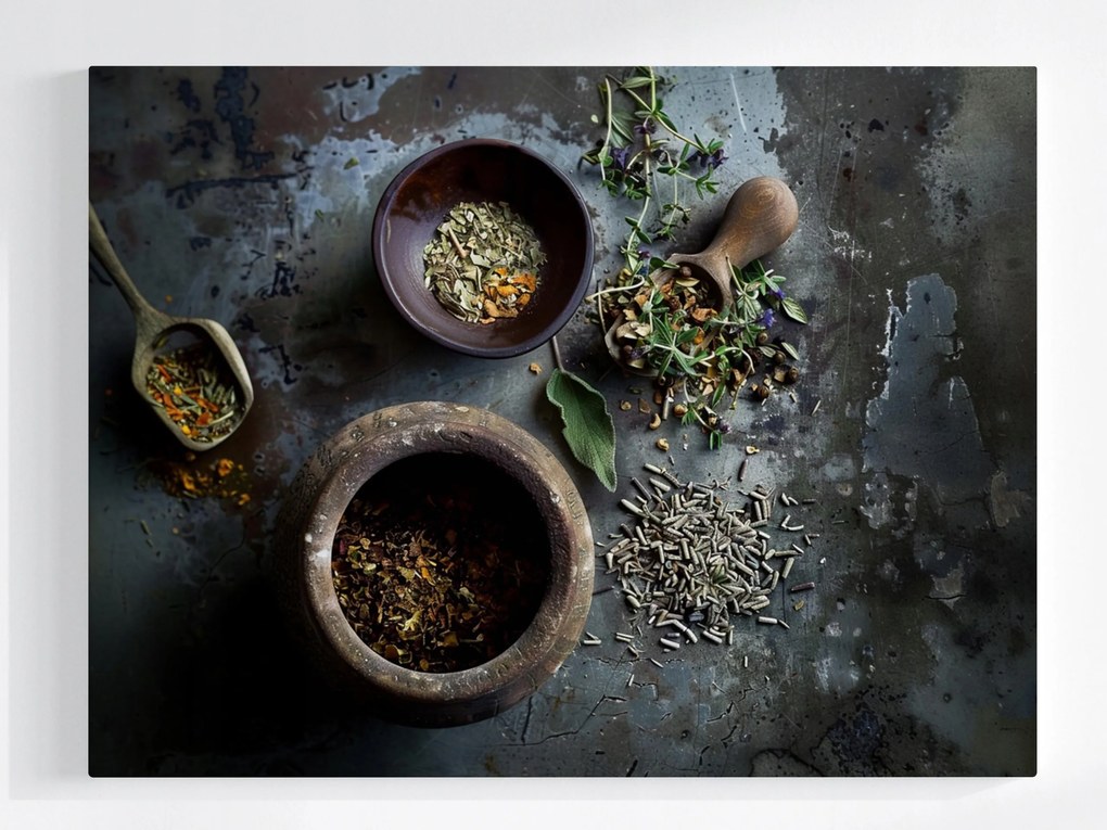 Vászonkép Canvas Konyha Főzés Kulinária Fűszerek Gyógynövények 100x75