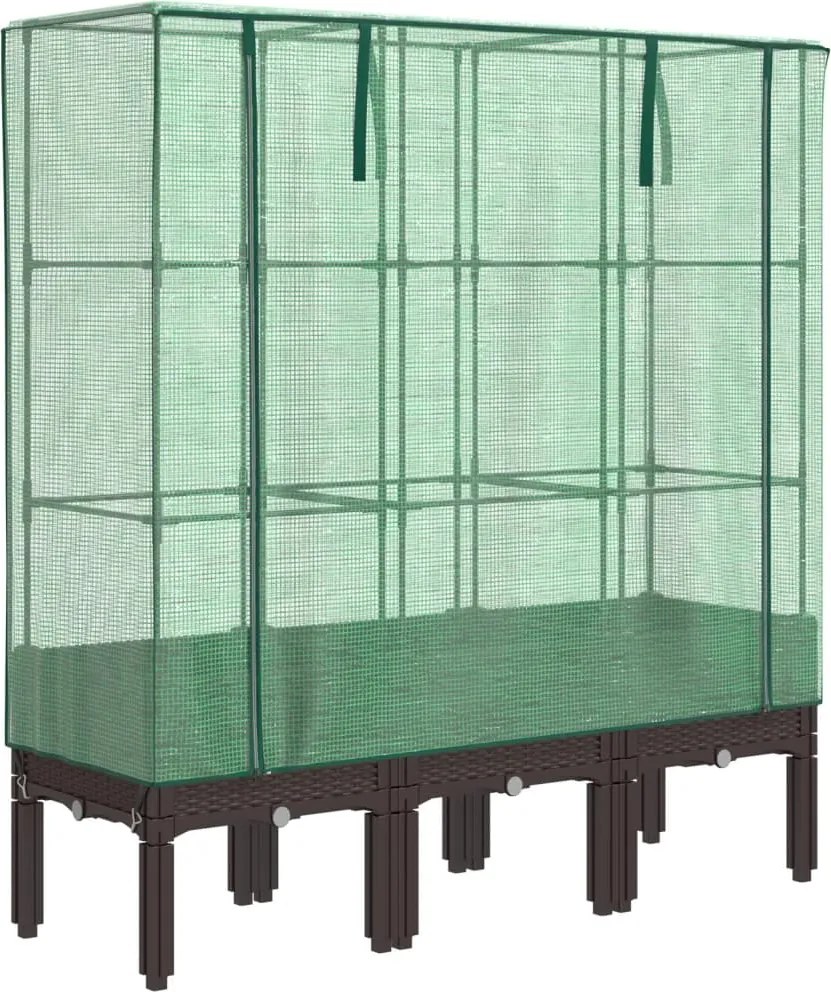 vidaXL rattan megjelenésű magaságyás melegháztakaróval 120x40x140 cm