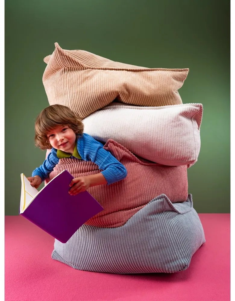 Rózsaszín kordbársony gyerek babzsákfotel Square – Wigiwama