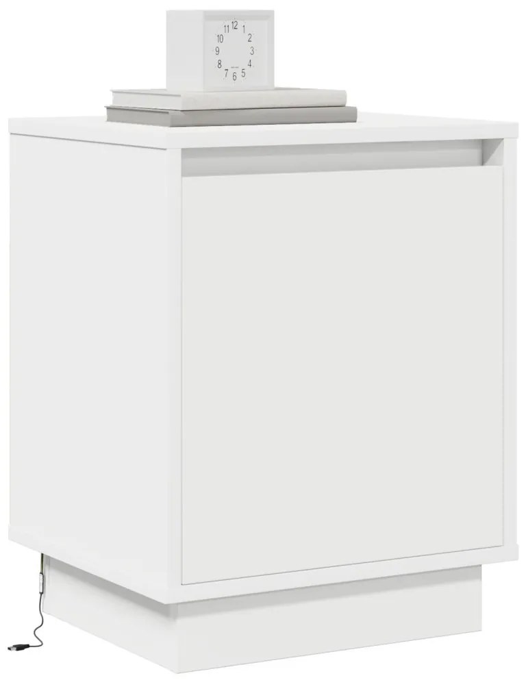 Éjjeli asztal LED világítással Fehér 39x34,5x50 cm