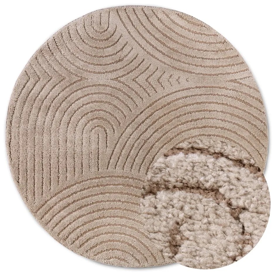 Szürkésbarna kerek szőnyeg ø 200 cm Panglao New York Taupe – Elle Decoration